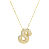 Dames Ketting – Initial Hanger – Fonkelende Stenen – Verfijnde Schakelketting – Statement Sieraad