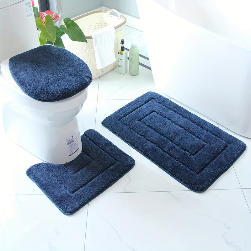 3-delige Ultrafijne Vezel Badkamer Tapijt Set – Sneldrogend en Absorberend