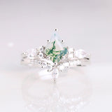 Stijlvol 2-delig Mosagaat Ringenset - Serenia