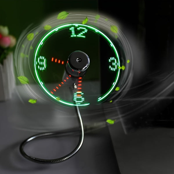 Draagbare USB LED Klokventilator met Tijdweergave
