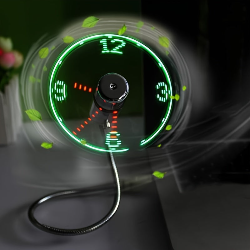 Draagbare USB LED Klokventilator met Tijdweergave