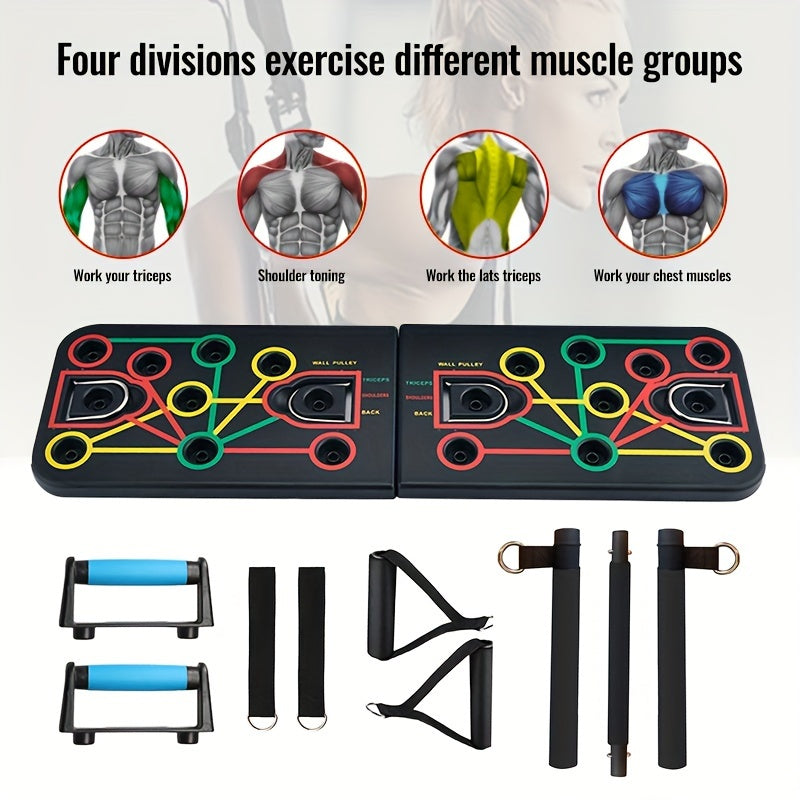 Push-up plank set met handvatten, weerstandsbanden en accessoires – ideaal voor borst en buik