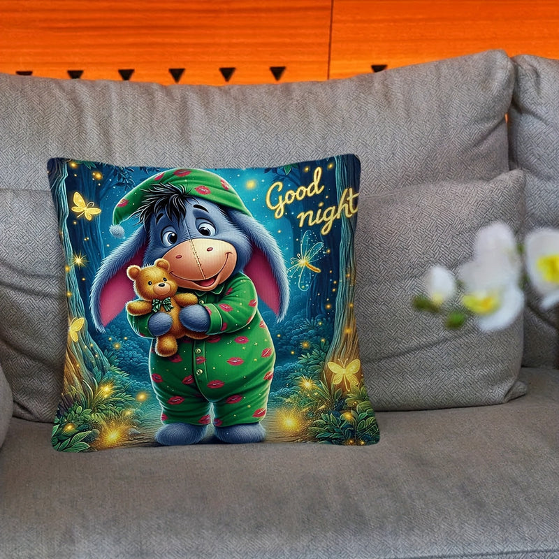 Eeyore Pluche Kussenhoes - Speels Dubbelzijdig Ontwerp met Ritssluiting voor Woonkamer en Slaapkamer