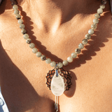 Labradoriet, Jade en Amethyst Mala – Seraphine