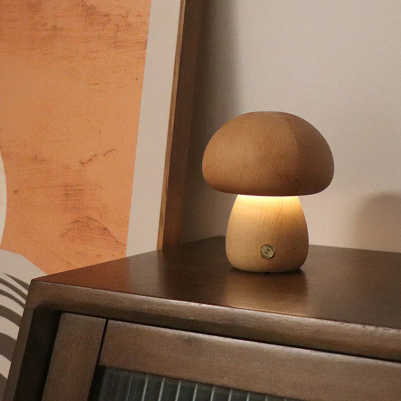 Houten Paddenstoel LED Nachtlamp - GlowShroom