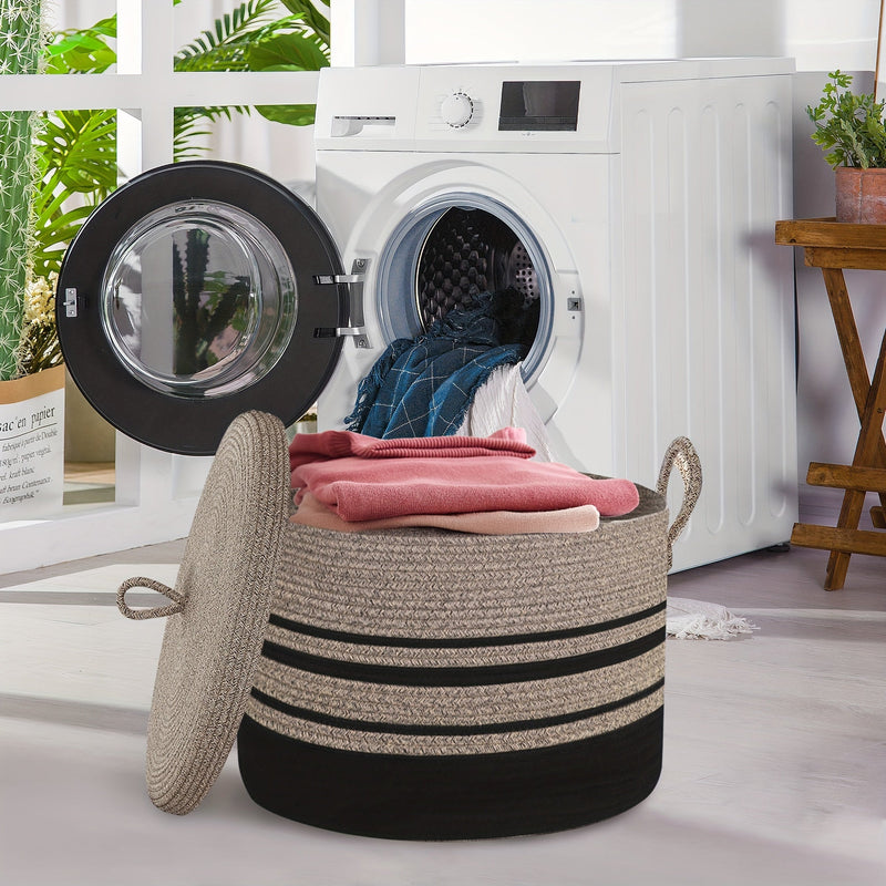 Klassieke Geweven Opbergmand met Deksel - Stijlvolle Oplossing voor je Spullen