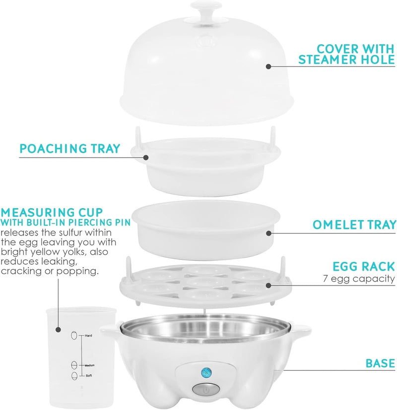 Eierkoker – Snelle Koken, Pocheren & Omeletbereiding met Automatische Afsluiting