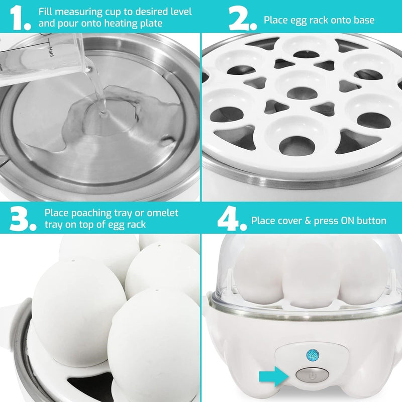 Eierkoker – Snelle Koken, Pocheren & Omeletbereiding met Automatische Afsluiting