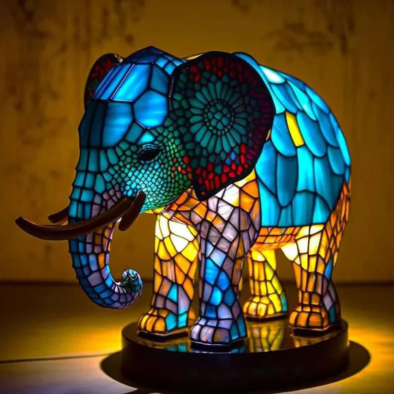 Artistieke Glasmozaïek Dierenlamp – Kleur en Sfeer in Huis