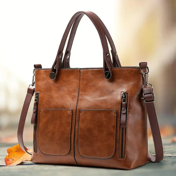 Elegante Vintagestijl Leren Schoudertas Dames