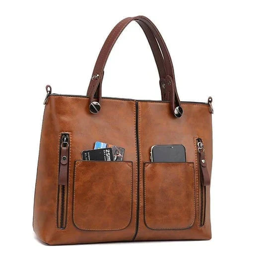 Elegante Vintagestijl Leren Schoudertas Dames