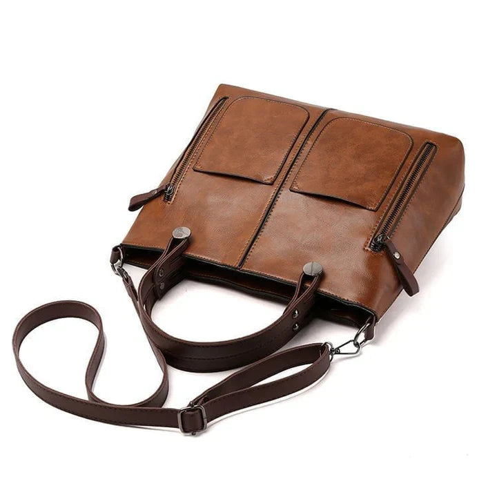 Elegante Vintagestijl Leren Schoudertas Dames