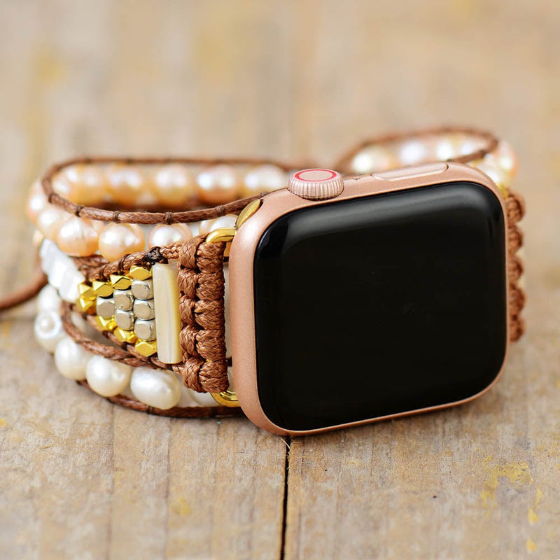 Apple Watch Wikkelarmband met Zoetwaterparels - Elvianne