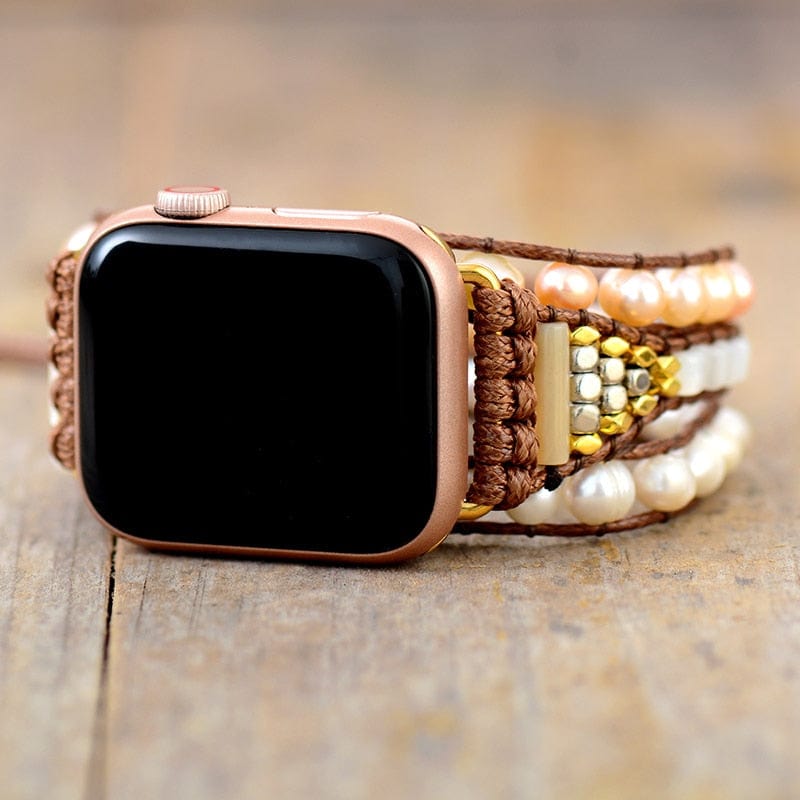 Apple Watch Wikkelarmband met Zoetwaterparels - Elvianne