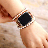 Apple Watch Wikkelarmband met Zoetwaterparels - Elvianne