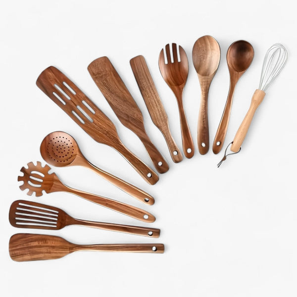11-delig hittebestendig houten keukengerei-set – WoodChef