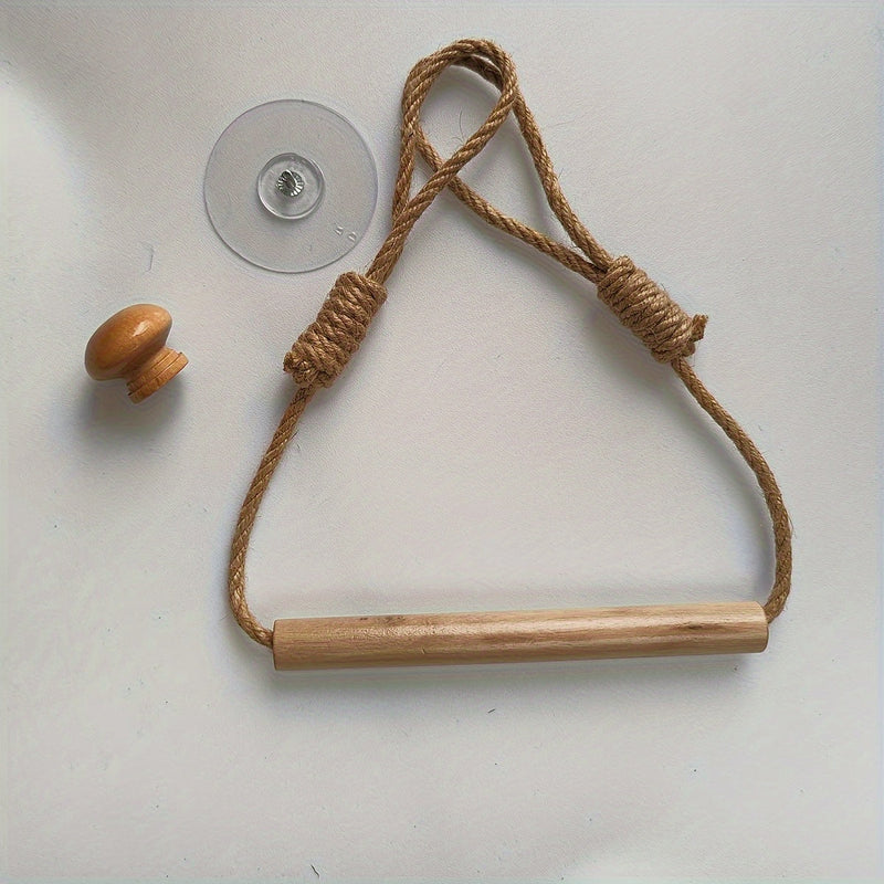 Rustieke Toiletpapierhouder – Macramé Touw en Houten Stok voor Badkamer