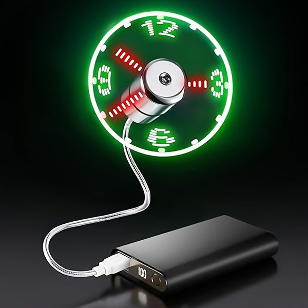 Draagbare USB LED Klokventilator met Tijdweergave
