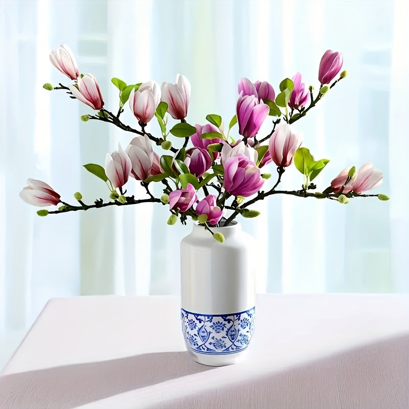 Set van 4 Realistische Magnolia Bloemen – Elegant en Tijdloos voor Bruiloften en Luxe Decoratie