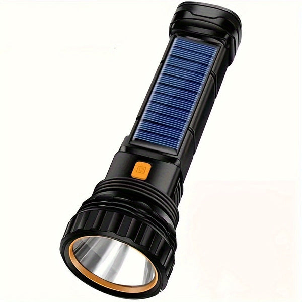 SolarBeam LED Zaklamp - Oplaadbaar met Zonnepaneel & USB