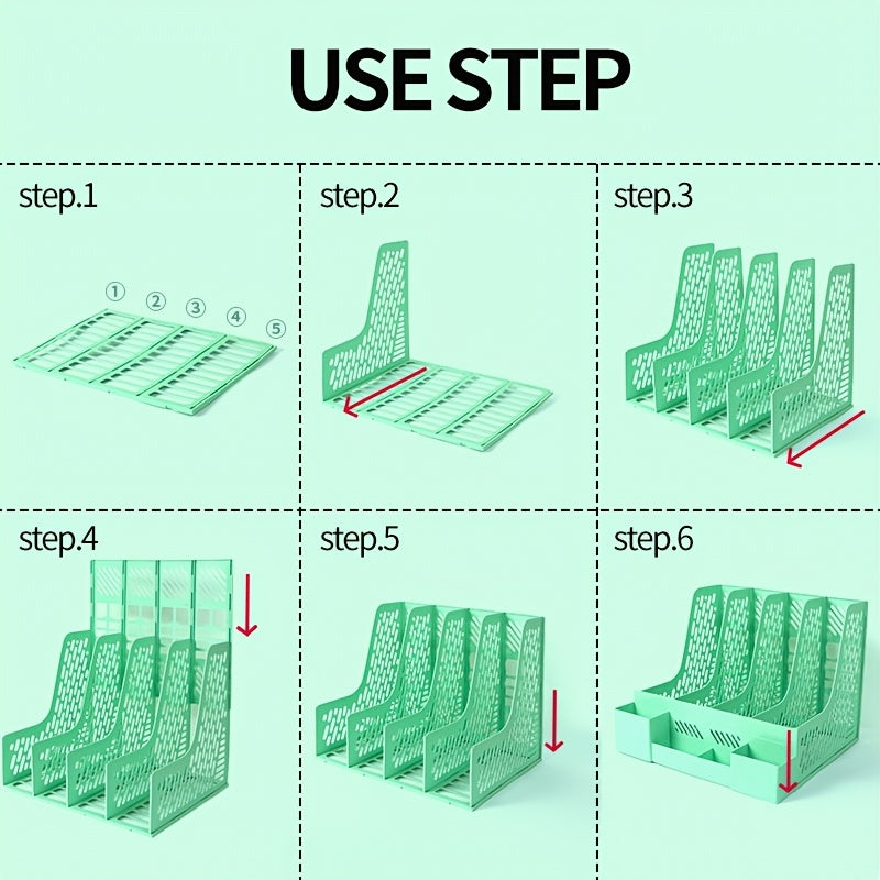 Desktop Document Organizer – 4 Compartimenten, Ruimtebesparend, Afneembaar en Geschikt voor Kantoorbenodigdheden