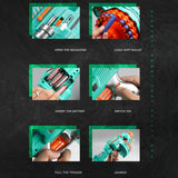 Automatische Schuimblaster – Turquoise Pistol met 40 Schuimballetjes voor Spelplezier