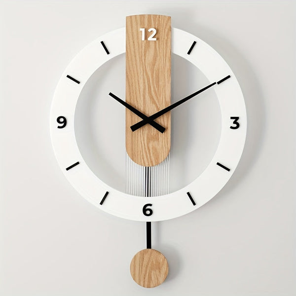 Creatieve Pendule Wandklok van Hout en Acryl – Stijlvol en Stille Decoratie