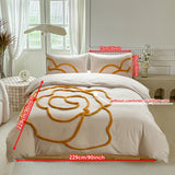 Tufted Beddengoed Set – Bedsprei en Kussenhoezen met Grote Bloemdesign