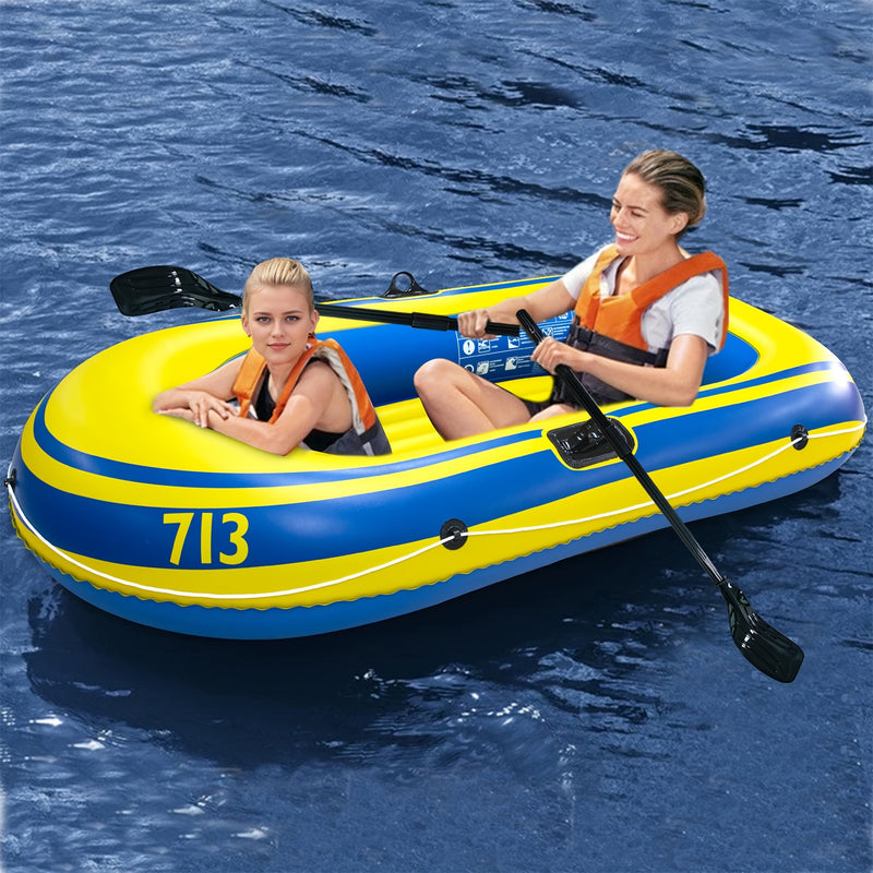 Opblaasbaar Vissersboot Set – Lichtgewicht PVC Boot voor 2 Personen met Peddels