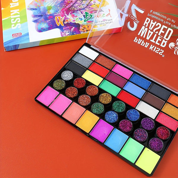 42-Kleur Watergedragen Gezichts- en Lichaamsverf Set – Perfect voor Creatieve Kunst en Schilderen