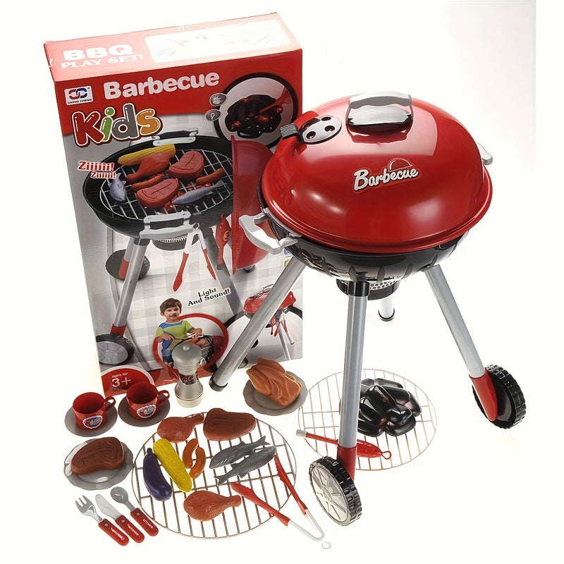 Kinderen BBQ Grill Speelset – Draaibare Wielen en Volledige Accessoireset