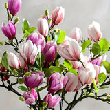 Set van 4 Realistische Magnolia Bloemen – Elegant en Tijdloos voor Bruiloften en Luxe Decoratie