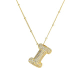 Dames Ketting – Initial Hanger – Fonkelende Stenen – Verfijnde Schakelketting – Statement Sieraad