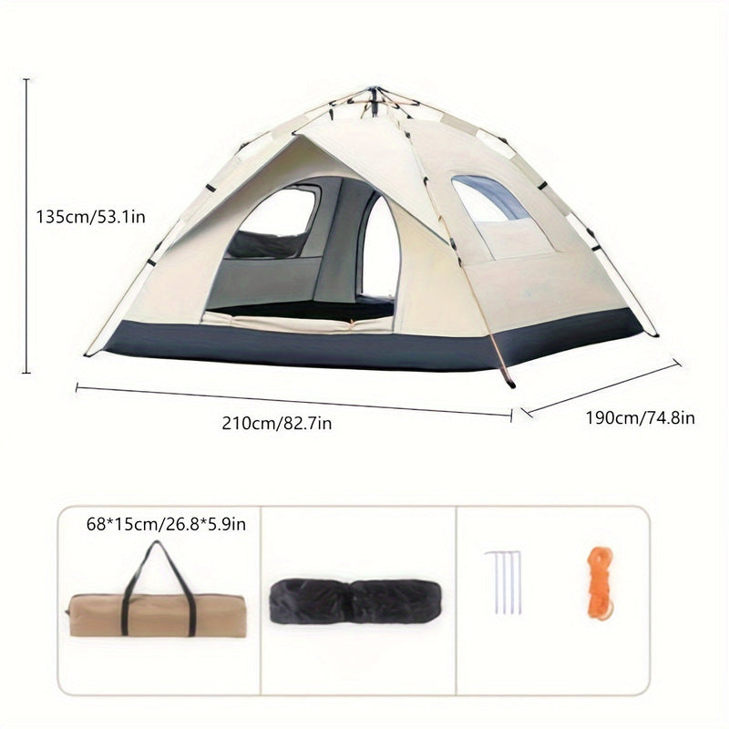QuickCamp Tent - Snel opzetbare tent met UV-bescherming voor 4 personen