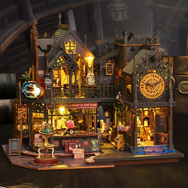 Betoverend Boekenhuis – 3D Houten Puzzel met Magische Verlichting