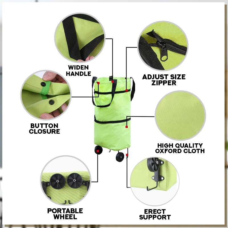 2-in-1 Omvormbare Boodschappentas met Wielen – CarryFlex