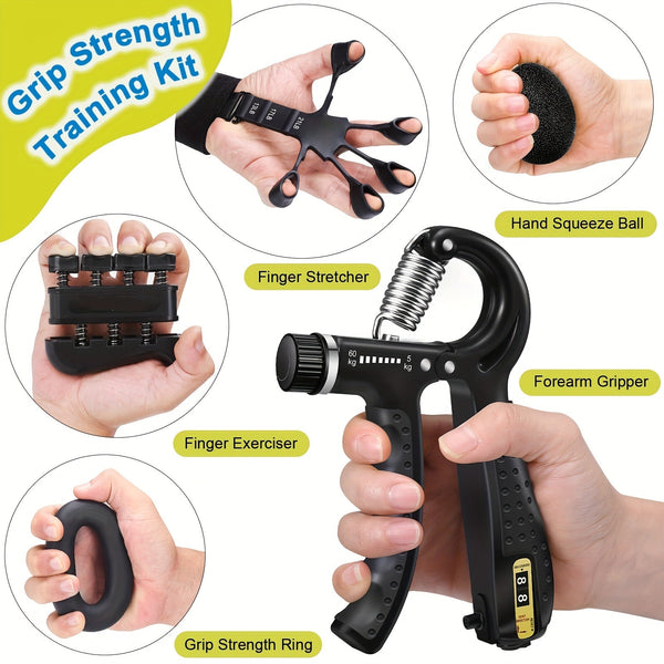 PowerGrip Handtrainer Set – 5-in-1 voor Krachtige Handen en Onderarmen