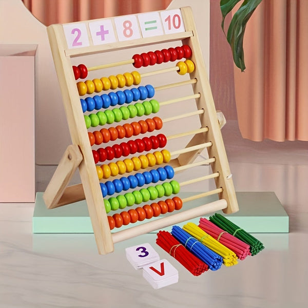 Educatieve Houten Rekenkast – Leer Optellen en Aftrekken met Kleurrijke Kralen