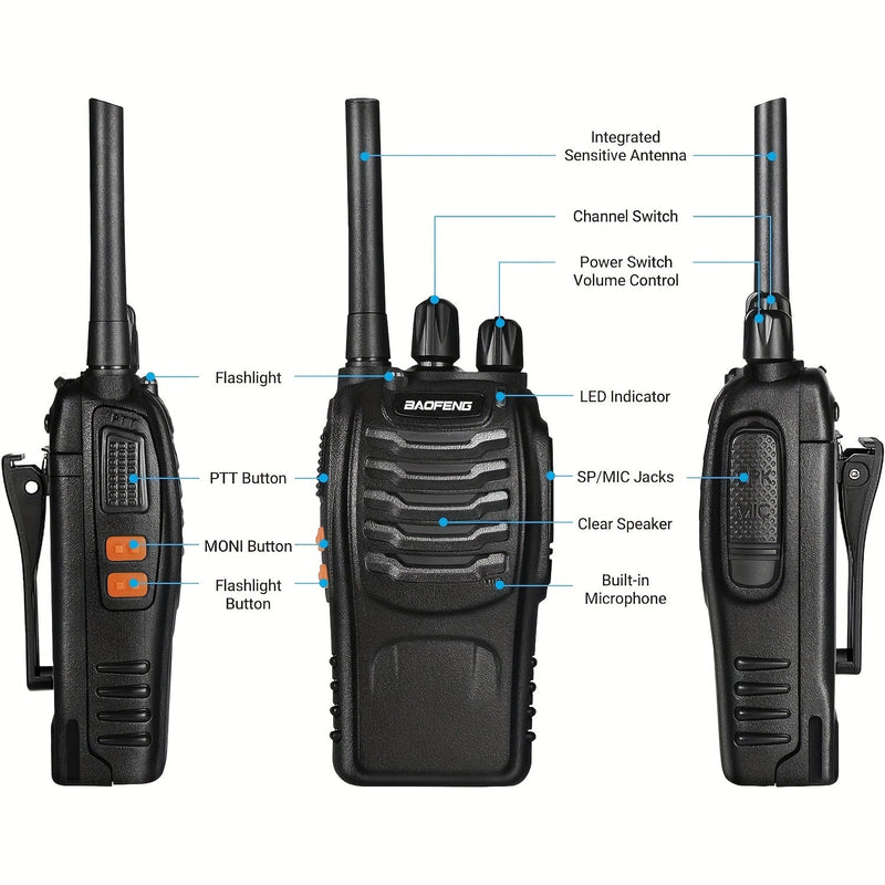 2 Stuks Draagbare Tweeweg Radio’s – Betrouwbare Communicatie voor Wandelen, Fietsen en Klimmen