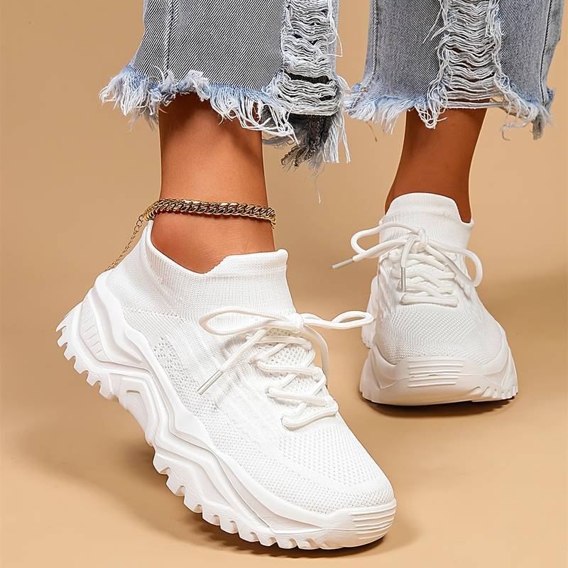 Femke | Trendy Orthopedische Sneaker | Comfortabele Dames Sneakers Geheugenschuim Zool | Voetboogondersteuning & Schokabsorptie | Ideaal voor Wandelen & Dagelijks Gebruik | Superieure Grip | Maten 36-42 | Wit Zwart Beige Roze
