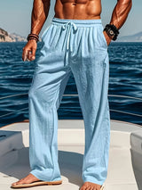 Heren Yoga & Strandbroek | Katoen-Linnen | Losse Pasvorm & Trekkoord | Ademend & Comfortabel