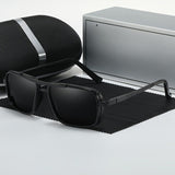 Heren Gepolariseerde Zonnebril Met Klassiek Vierkant Frame Van RVS En TAC Lenzen Voor Ultieme Bescherming En Helder Zicht