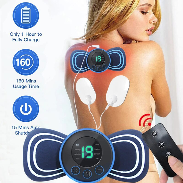 Draagbare Elektrische Mini-Halsmassager met Pad & Afstandsbediening | Slim Massageapparaat