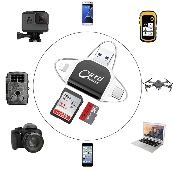 4-in-1 SD & TF Kaartenlezer - FlexPort