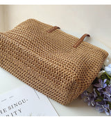 Geweven Korbtas met Leren Handvatten – SummerBreeze Tote