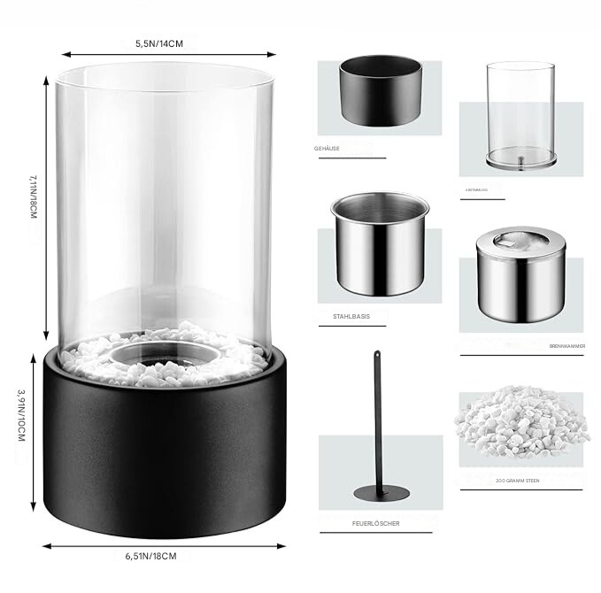 Klassieke olielamp met open vlam - Lumora