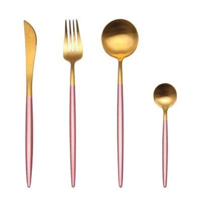 24-delig Luxe Bestekset van RVS in Goud-Zilver – RoyalGlow