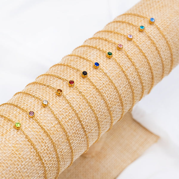 Ronde Edelsteen-Geboortesteen-Armband