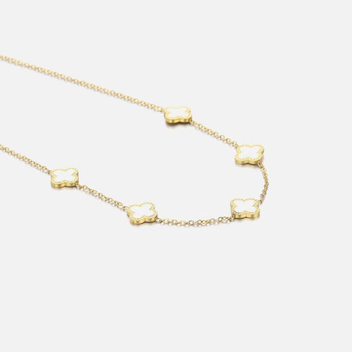 Gouden en Witte Klavertje Vier Ketting
