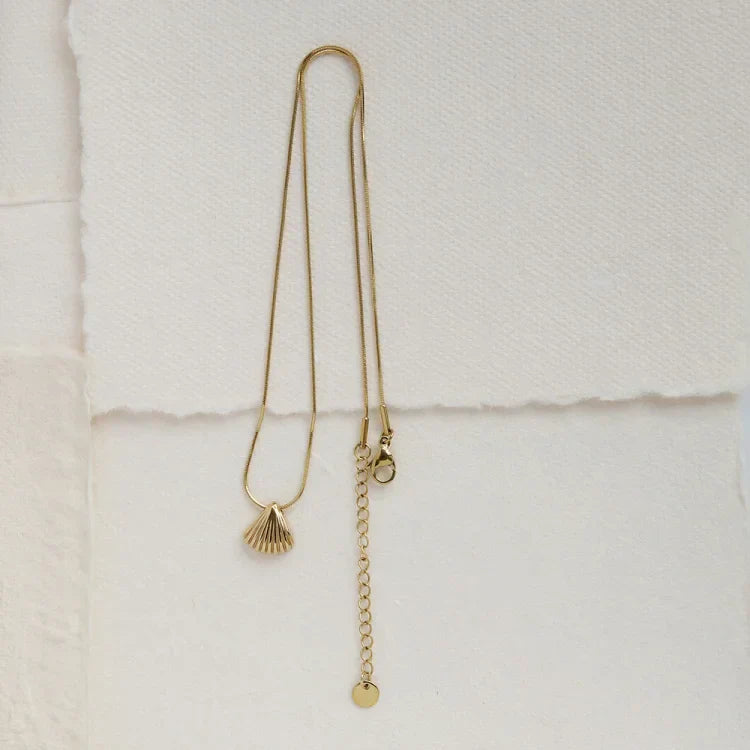 Gouden Jakobsmuschel-Bloemketting – Paars